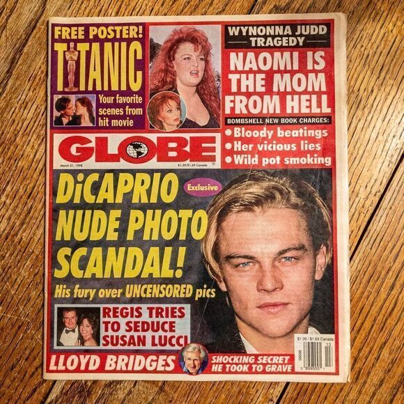 Globe Magazine Nude Leo DiCaprio March 31, 1998 - Picture 1 of 3